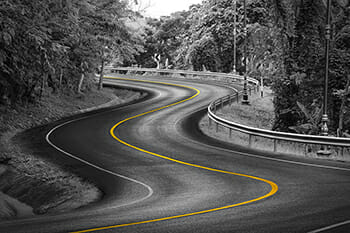 road yellow marking curves